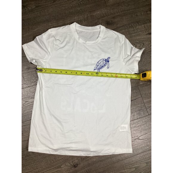 White "Respect The Locals" Turtle Print unisex T-Shirt Size M Casual Beach New - Picture 5 of 7
